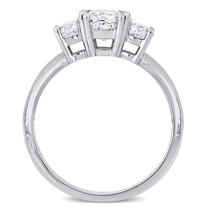 Miadora 14k White Gold 1 1/2ct TDW Cushion-cut Diamond 3-Stone Engagement Ring