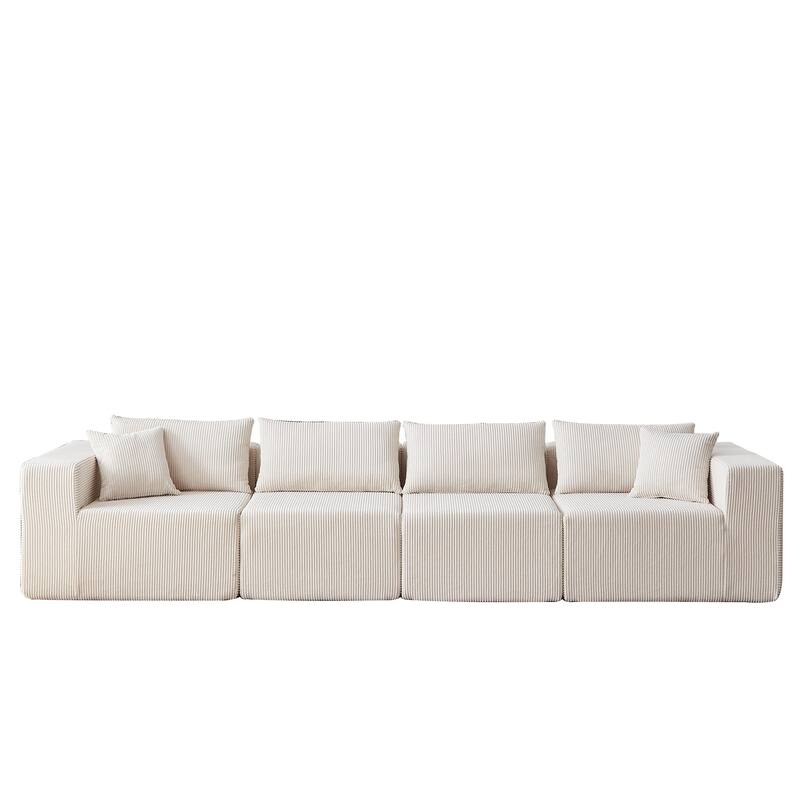 Anmytek 104-Inch Corduroy Modular L-Shaped Sectional Sofa 4PC Free Combination Luxury Foam-Filled