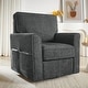 preview thumbnail 1 of 20, 360-Degree Swivel Accent Chair w/Storage Pockets，Chenille Upholstery Barrel Accent Chair Grey