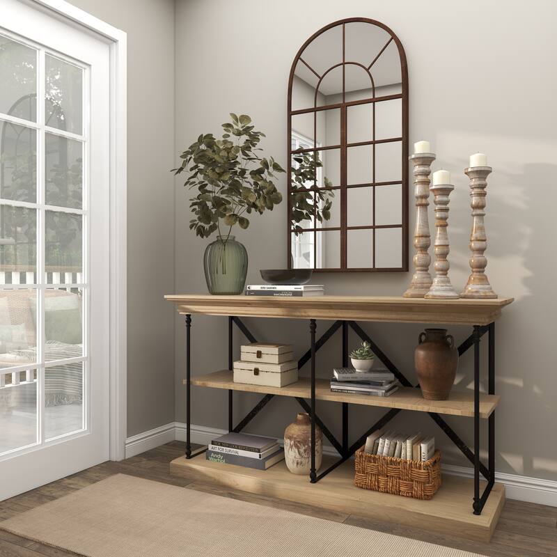 Brown Mango Wood Handmade Candle Holder with Turned Style (Set of 3)