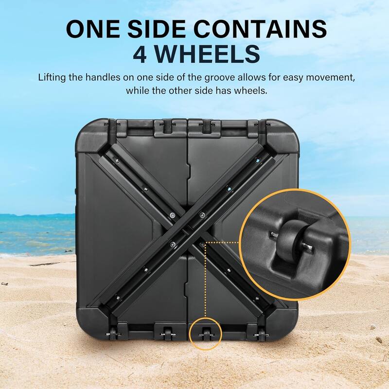220 lbs. Metal Market Patio Umbrella Base in Black, Mobile Offset Patio Base, Heavy Duty Cantilever Umbrella Stand