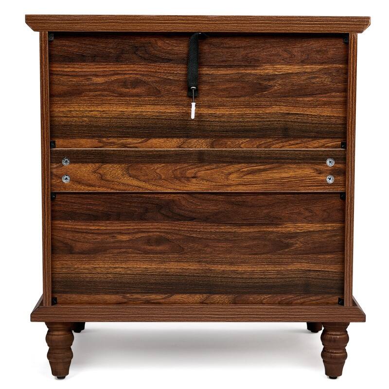 Nightstand with 3 Drawers P2 Particleboard with 3D Paper Finish + Solid Wood Legs 1 Piece