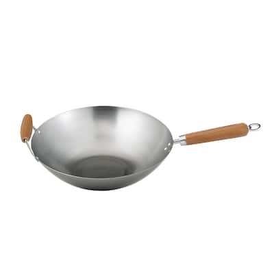 Helen's Asian Kitchen Wok, Carbon Steel and Bamboo, 14-Inches