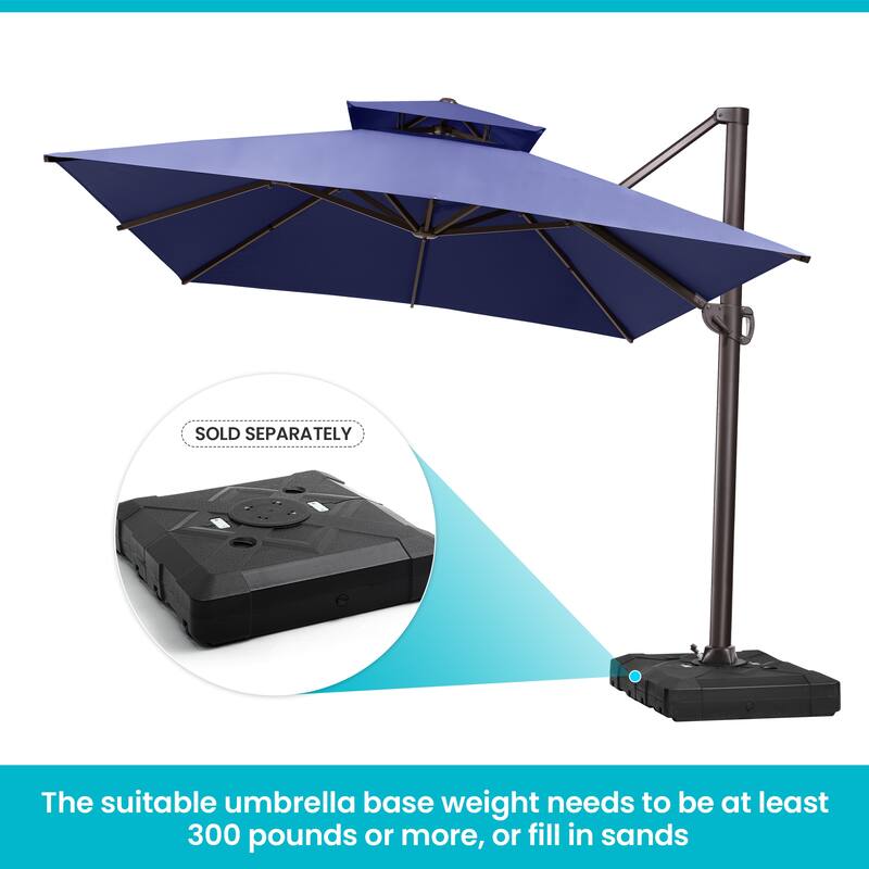 Pellebant Outdoor 10X13 FT Dual Top Patio Offset Umbrella 360 degrees Rotation with No Base