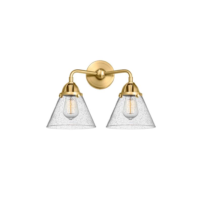 Innovations Lighting Nouveau 2 Cone - 2 Light 16" Bath Vanity Light - Satin Gold/Seedy