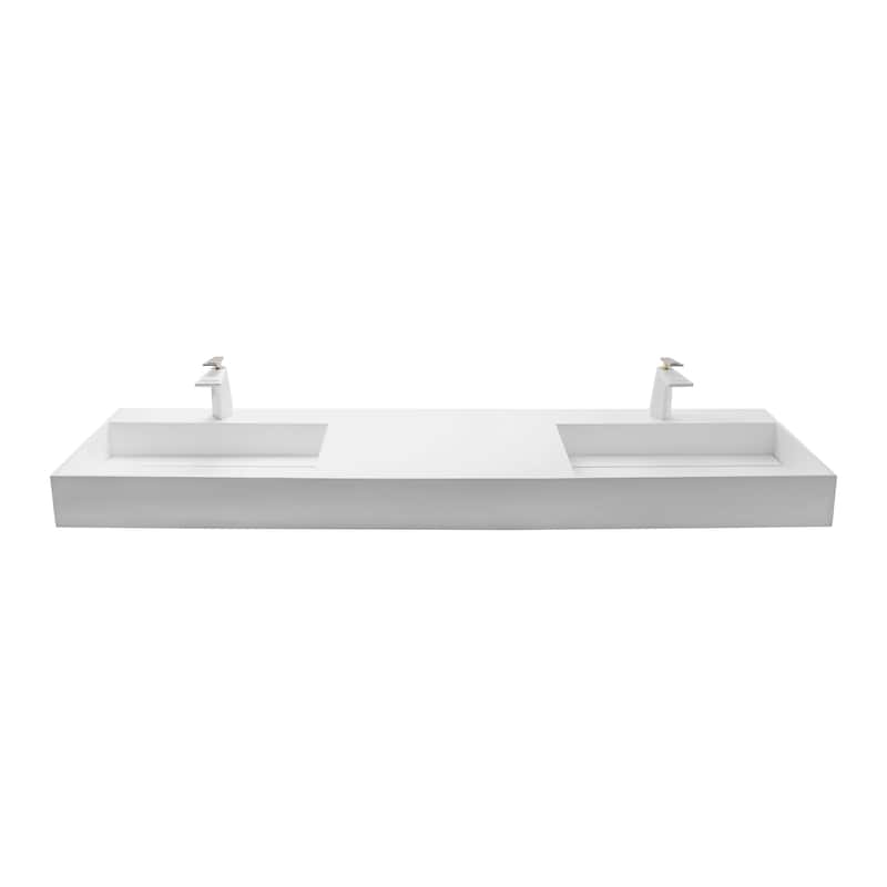 Amelia 36" - 72" Solid Surface Bathroom Vanity Top - 72" - White