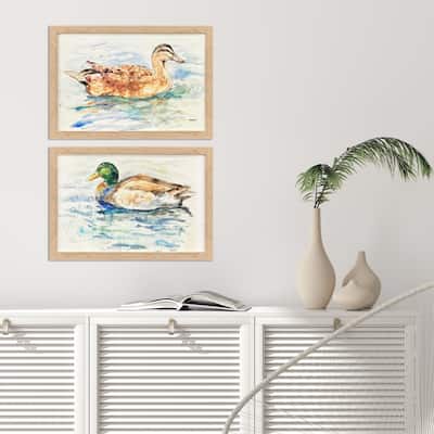 Paragon Water Duck Non-Glass Framed Art - Set of 2