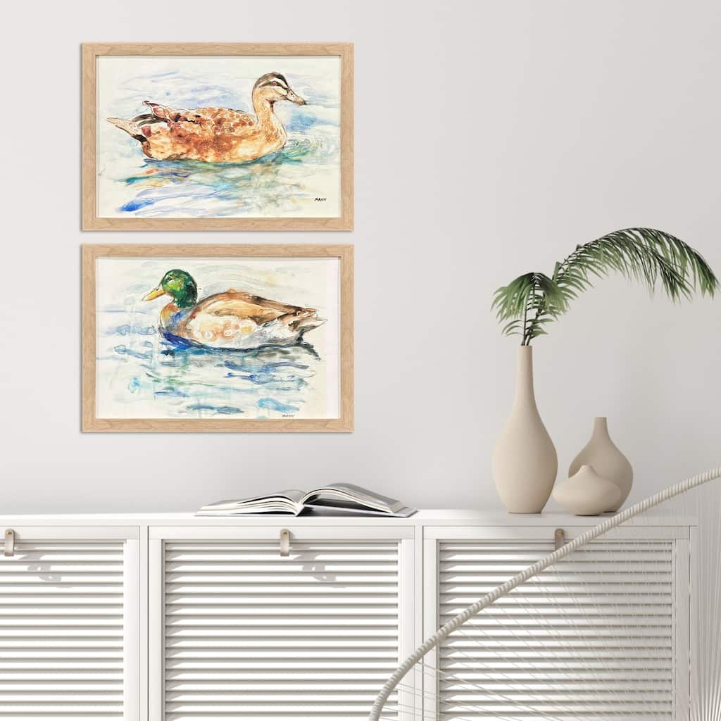 Paragon Water Duck Non-Glass Framed Art - Set of 2