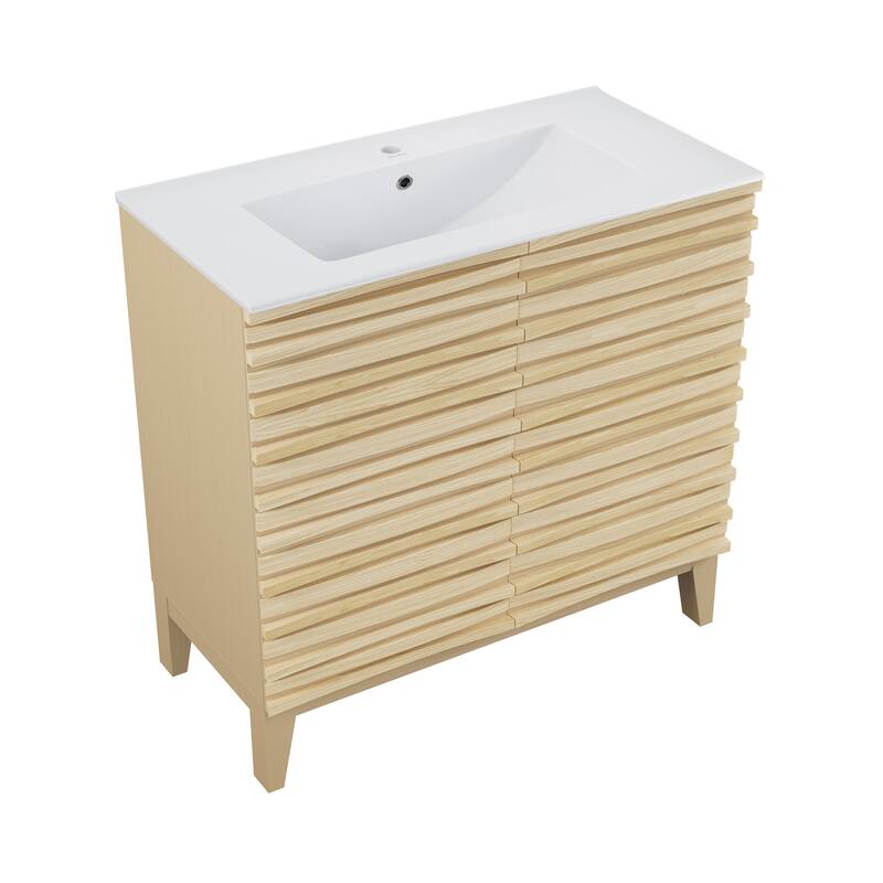 Cascade 30" Freestanding Bathroom Vanity In Natural Oak With Sink Top - 30