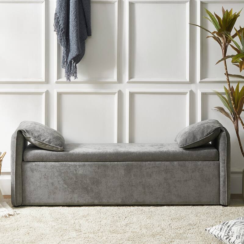 Aurelia Modern 61" Wide Storage Bench with Pillows by HULALA HOME