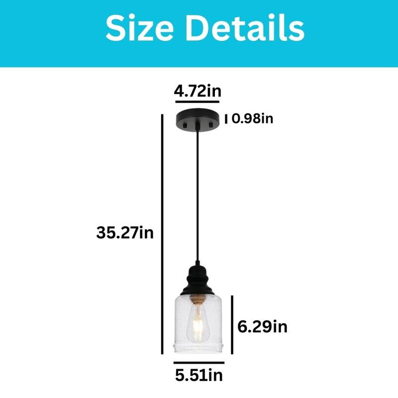 6.29” Hanging lighting black seeded glass island lights glass, metal pendant light