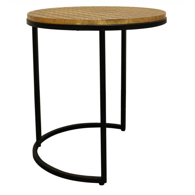 Set of 3 Space-Saving Round Nesting End Tables with Black Metal Frame for Living Room or Bedroom - 18”L x 18”W x 19”H