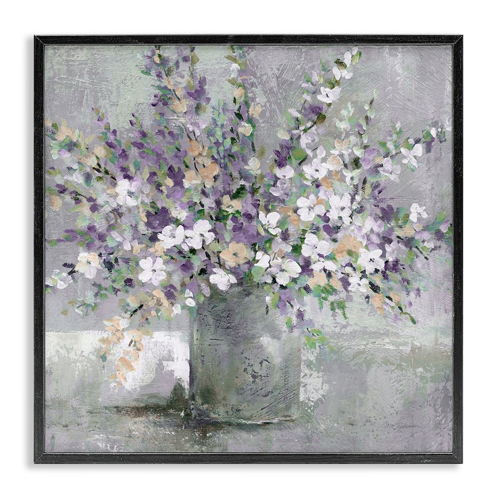Stupell Blossoming Aster Flower Bouquet Soft Purple Bouquet Painting Framed Giclee Texturized Art by Carol Robinson
