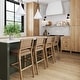 preview thumbnail 26 of 58, Nathan James Cohen Faux Leather Counter or Bar Height Stool, Solid Wood Frame with Footrest and Woven Leather Back