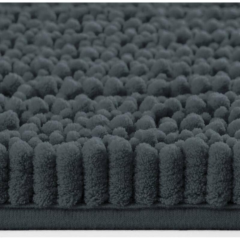 30"x20" - Charcoal Grey Soft Cozy Plush Chenille Bath Mat Bathroom Rug