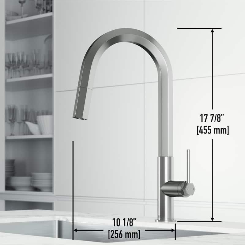 VIGO Hart Hexad 18" H Single Handle Pull-Down Kitchen Faucet