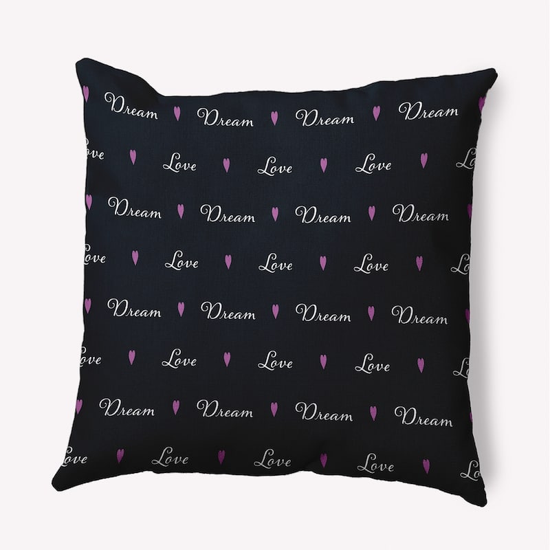Love Dream Valentines Day Decorative Throw Pillow - 20" x 20" - Black