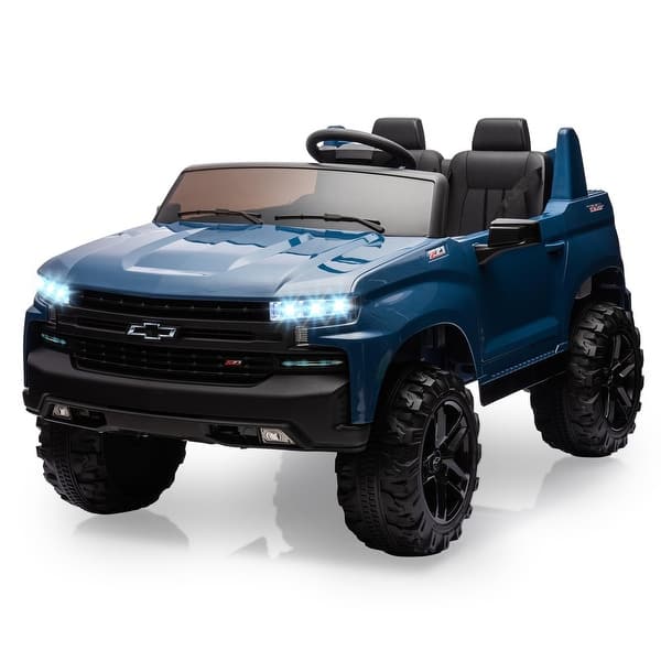slide 2 of 30, 24V 2-Seater Truck Licensed Chevrolet Silverado Ride On Car Toy Blue