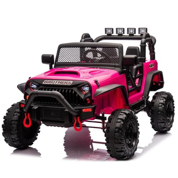 slide 2 of 60, 24V Kids Ride On 400W Electric toy car W/Parents Control,4-wheel suspension,Front,rear LED light,Light control,Power display Rose Red