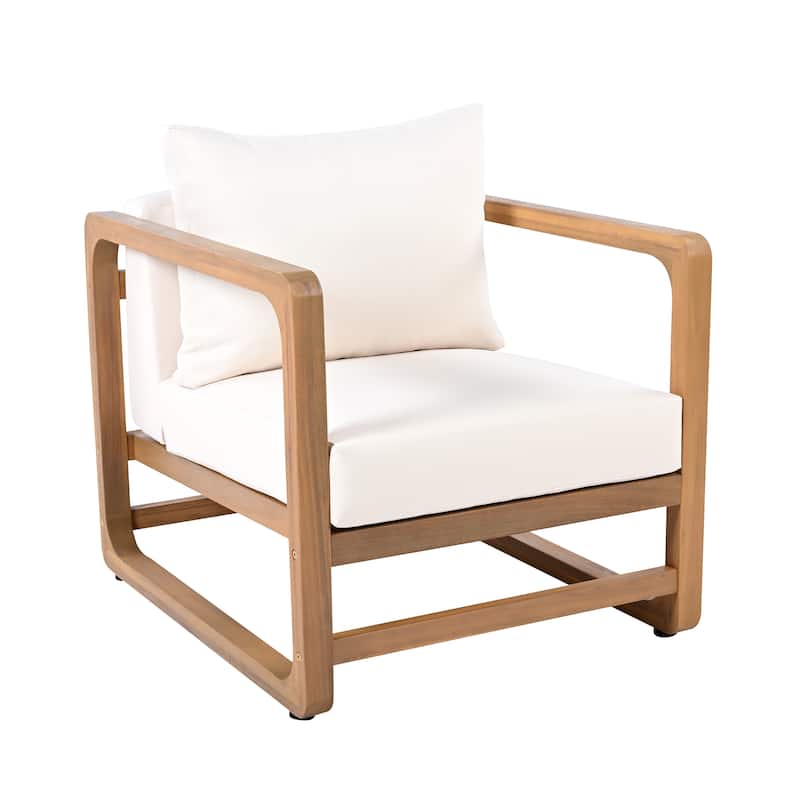 Christopher Knight Home - Marcellus Acacia Wood Oversized Lounge Chair with Removable Cushions (Set of 2)