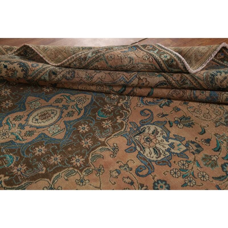 Floral Tabriz Persian Area Rug Hand-Knotted Wool Carpet - 9'6" x 12'8"