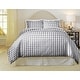 preview thumbnail 1 of 5, Pointehaven 180 GSM Cotton Flannel Cotton Flannel Oversized Duvet Set Twin - Twin XL - Checkerboard - Grey