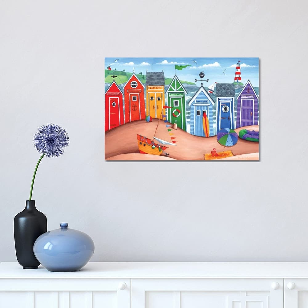 iCanvas "Beach Hut Rainbow Scene" by Peter Adderley Canvas Print