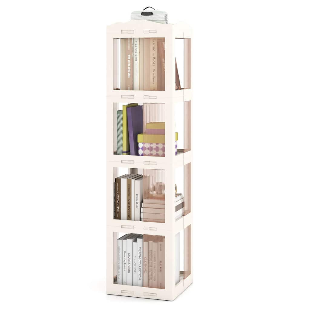 Costway 360° Spinning Bookcase with Swivel Base, 4-Tier Revolving - See Details