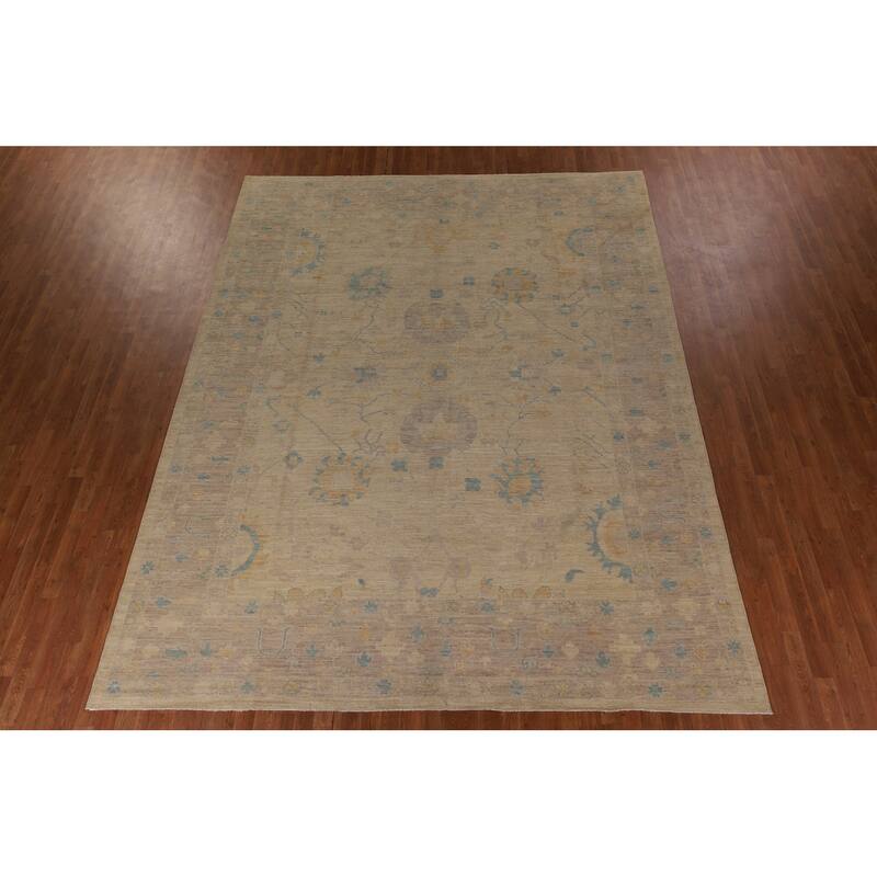 Oushak Turkish Area Rug Handmade Vegetable Dye Wool Carpet - 9'6" x 12'0"