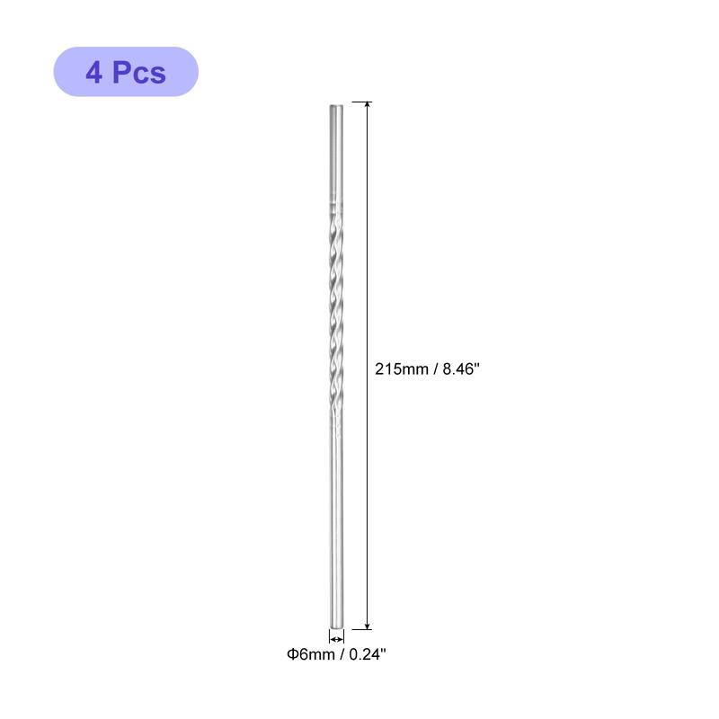 4Pcs 8.46" Long 0.24" Dia Stainless Steel Straws Straight Threaded - Silver