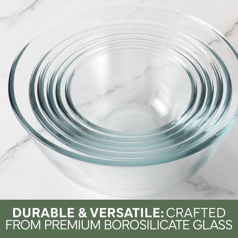 COOK WITH COLOR 12 Pc Glass Nesting Mixing Bowl Set with Lids for Cooking and Prep