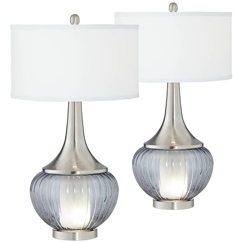 Metal and Glass Night Light Table Lamps Set of 2 - 28" x 16" - 28" x 16" - Clear