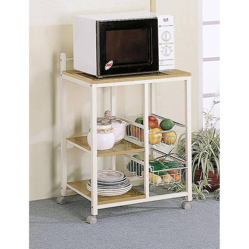 Natural Brown and White Kitchen cart