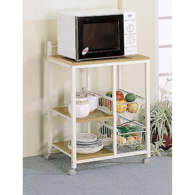 Natural Brown and White Kitchen cart