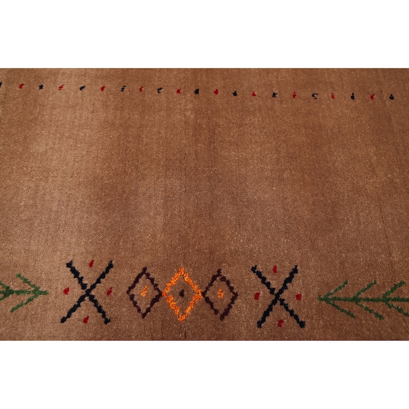 ECARPETGALLERY Hand Loomed Kashkuli Gabbeh Brown Wool Rug - 9'3 x 11'5