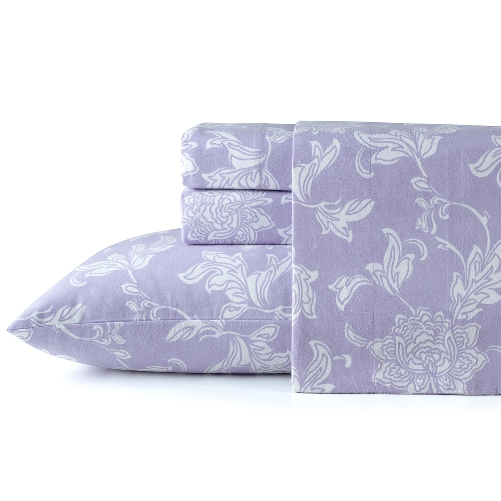 Pointehaven Printed Cotton 180 GSM Deep Pocket Oversized Brushed Flannel Sheet Set