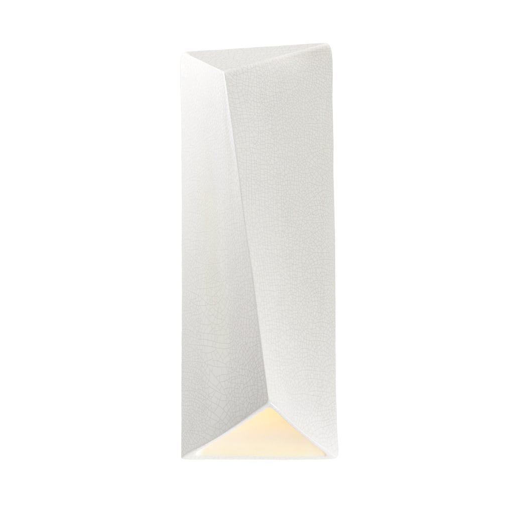 Justice Design Group Ambiance Large Outdoor LED Ceramic Diagonal Rectangle Wall Sconce with Closed Top