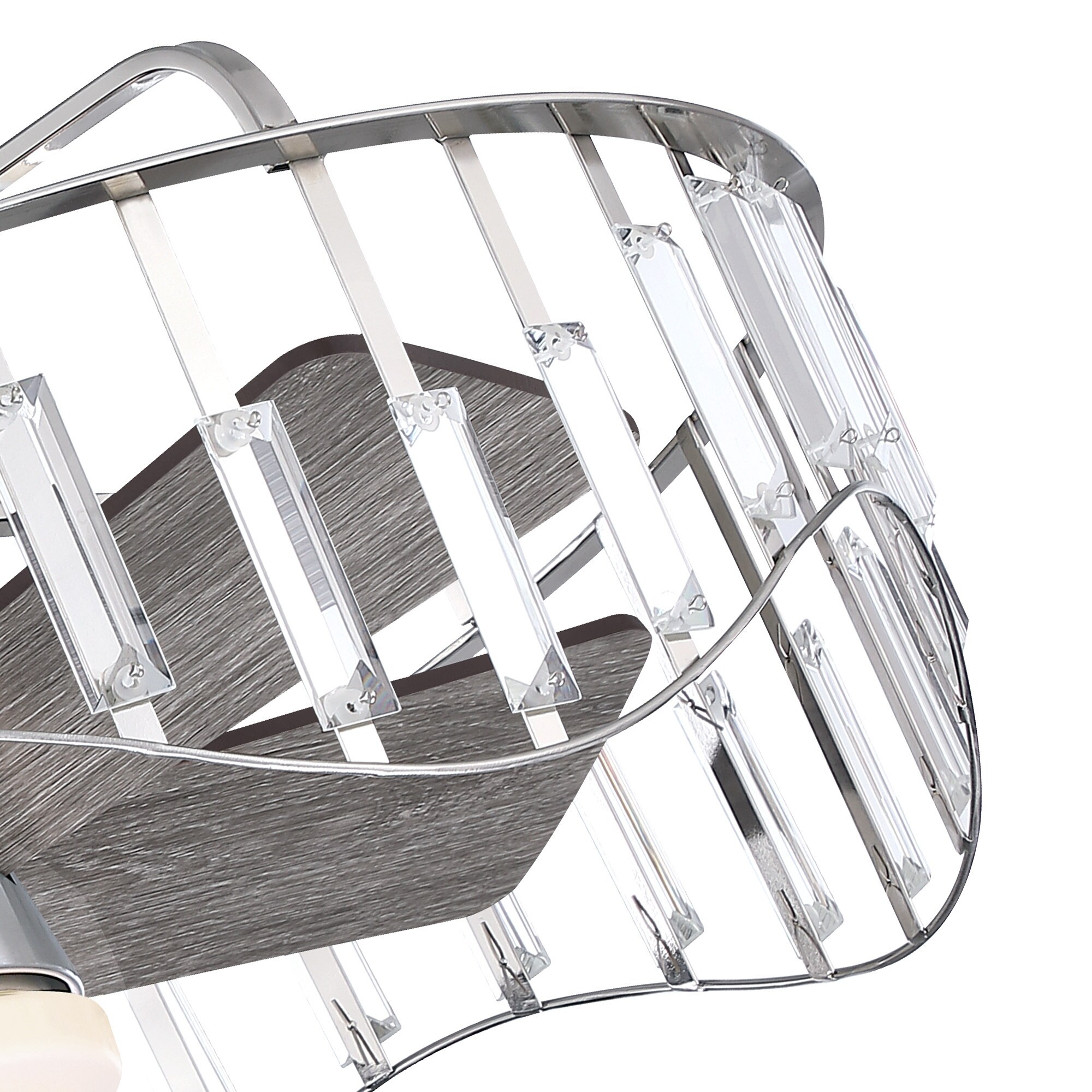 S♡ 27 in. Modern Flush Mount Ceiling Fan Caged Crystal