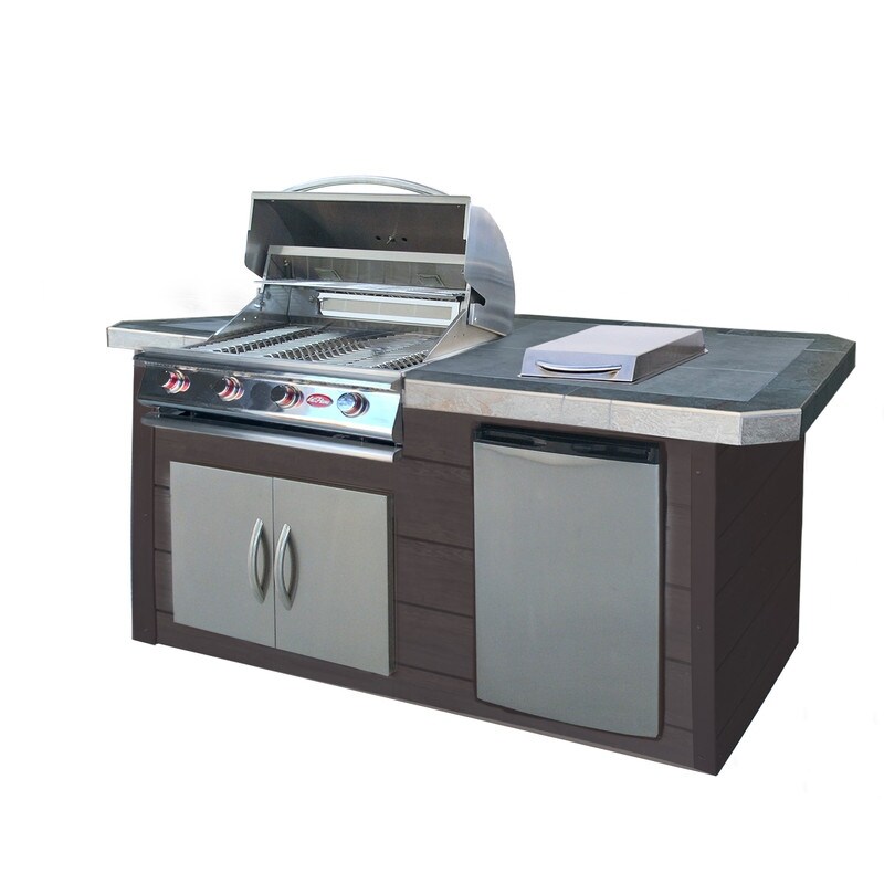 7 ft. Synthetic Wood Panel Grill Island and 4-Burner Gas Grill in Stainless  Steel - 7 ft - 7 ft