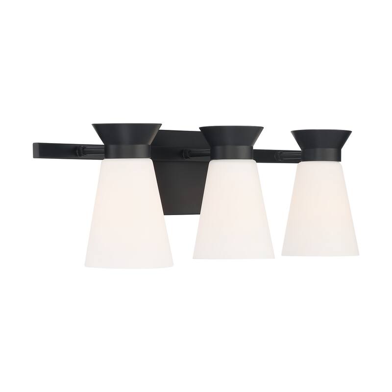 Caleta 3-Light Vanity with Cylindrical Glass Black Finish - Black