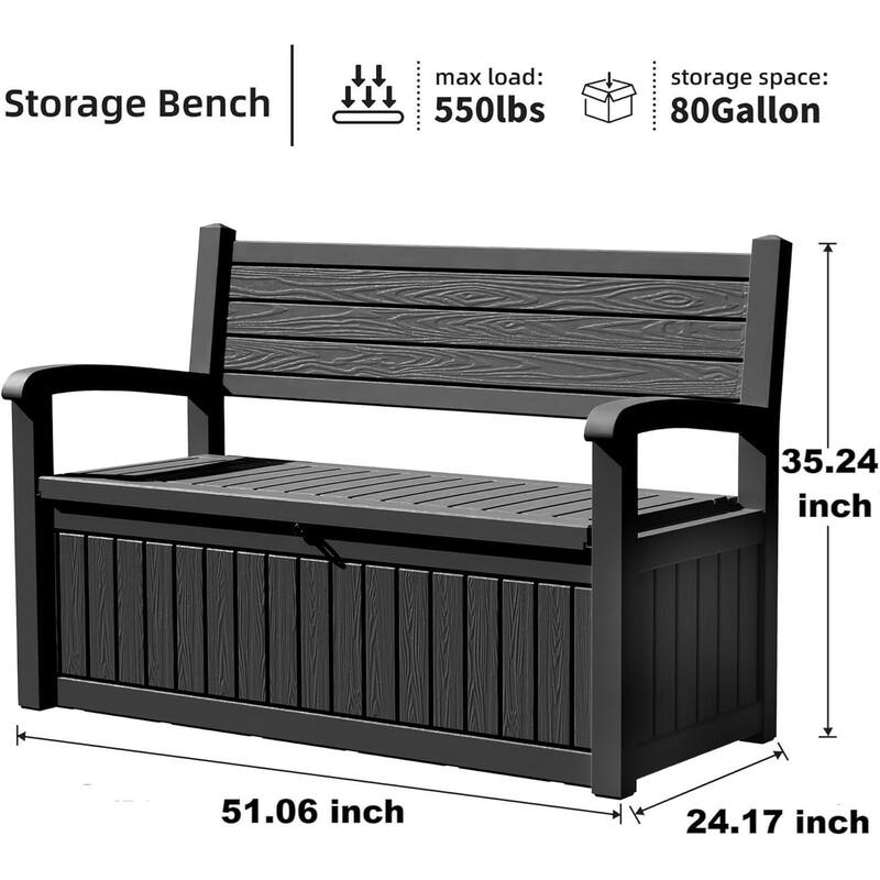 80gallon outdoor resin storage chair pillow blanket storage lockable