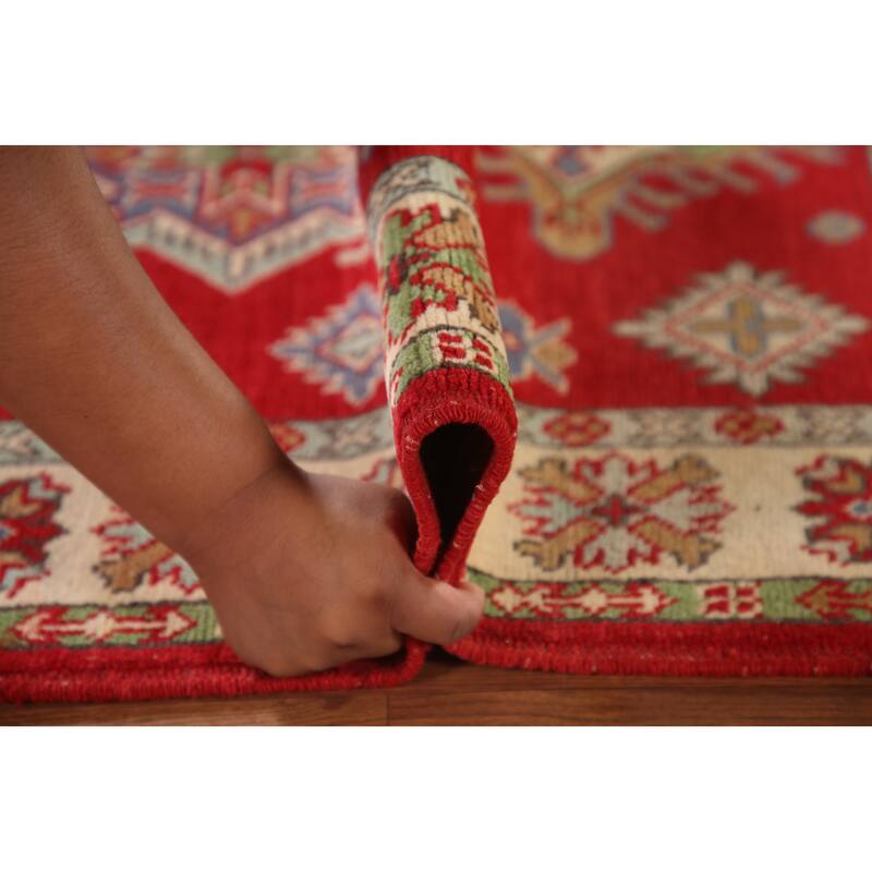 Traditional Kazak Accent Rug Handmade Geometric Wool Carpet - 3'4"x 5'0"