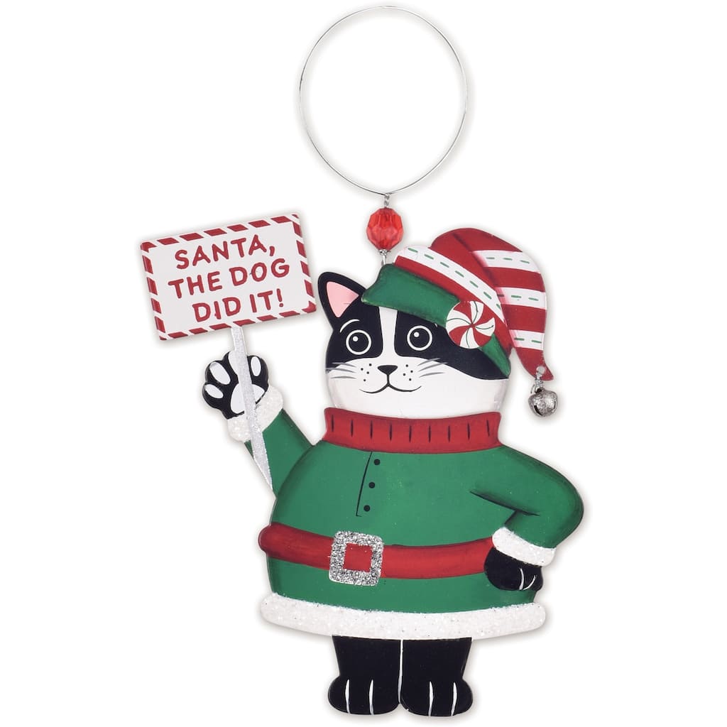 Chubby Elf Cat Ornament -Set of 2