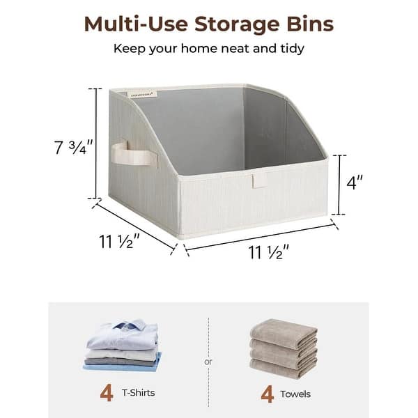 dimension image slide 3 of 4, Trapezoid Closet Storage Bins, Foldable Fabric Organizer Baskets with Handles (Set of 3) - 7.75'' H X 11.5'' W X 11.5'' D