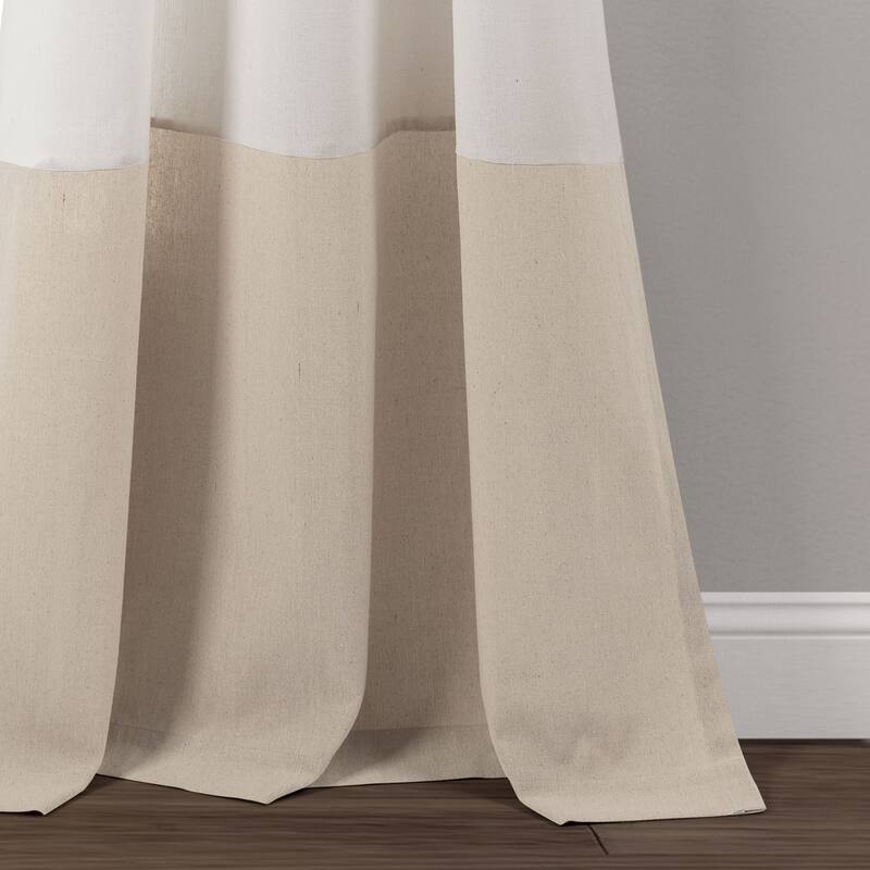 Lush Decor Faux Linen Grommet Colorblock Window Curtain Single Panel - 84" x 40"