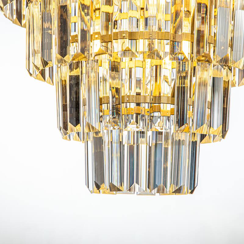 4-Light 16" Cone Shape 5-Tier Crystal Chandelier - W 16"