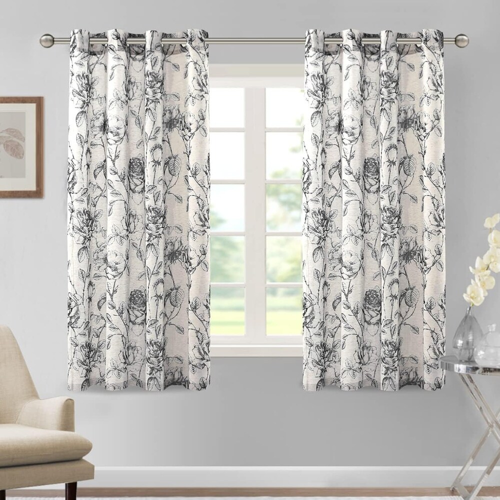 White And Black Floral Curtains