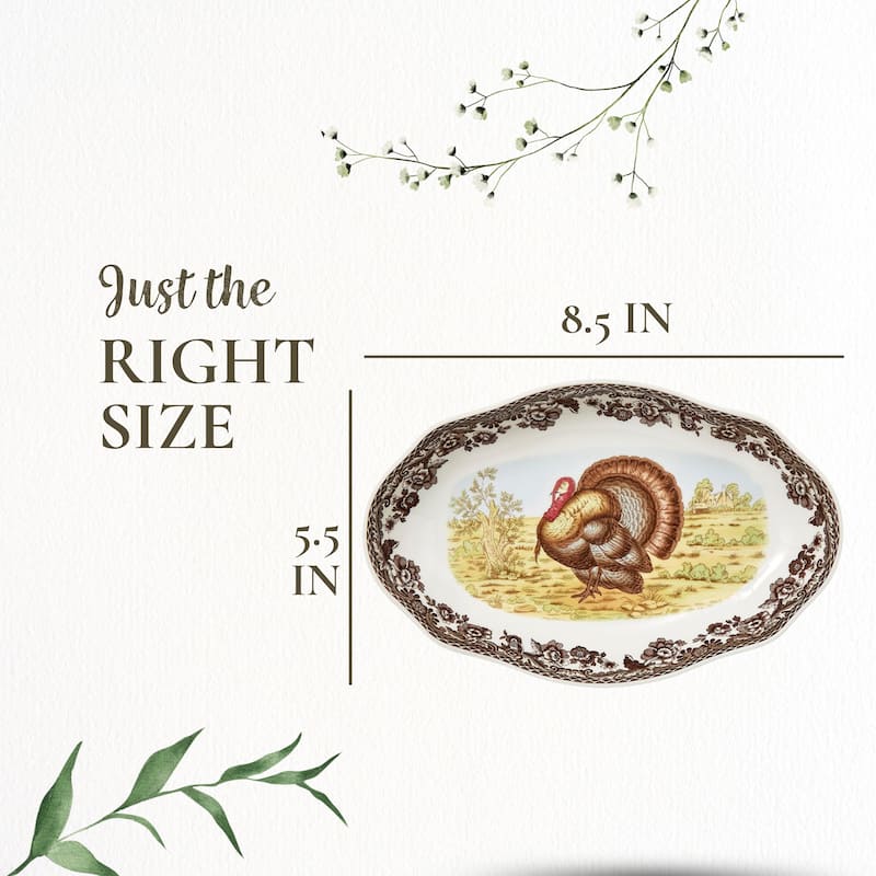 Spode Woodland Pickle Side Dish - 8.5 Inch