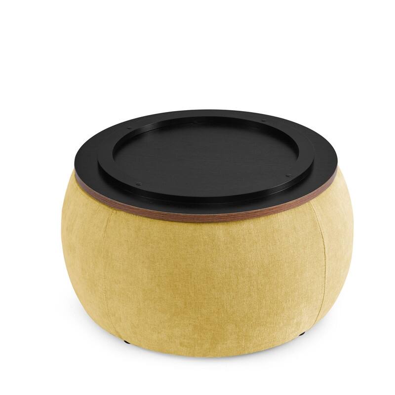 Round Storage Ottoman for End Table