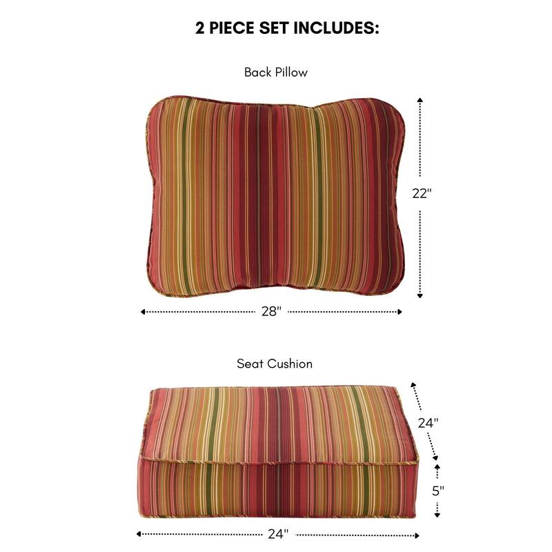 Outdoor 2-Piece Reversible Deep Seat Cushion Set (Cushions Only)